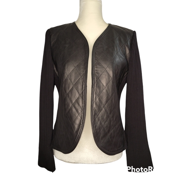 Anne Klein Jackets & Blazers - ANNE KLEIN Leather and Knit Jacket